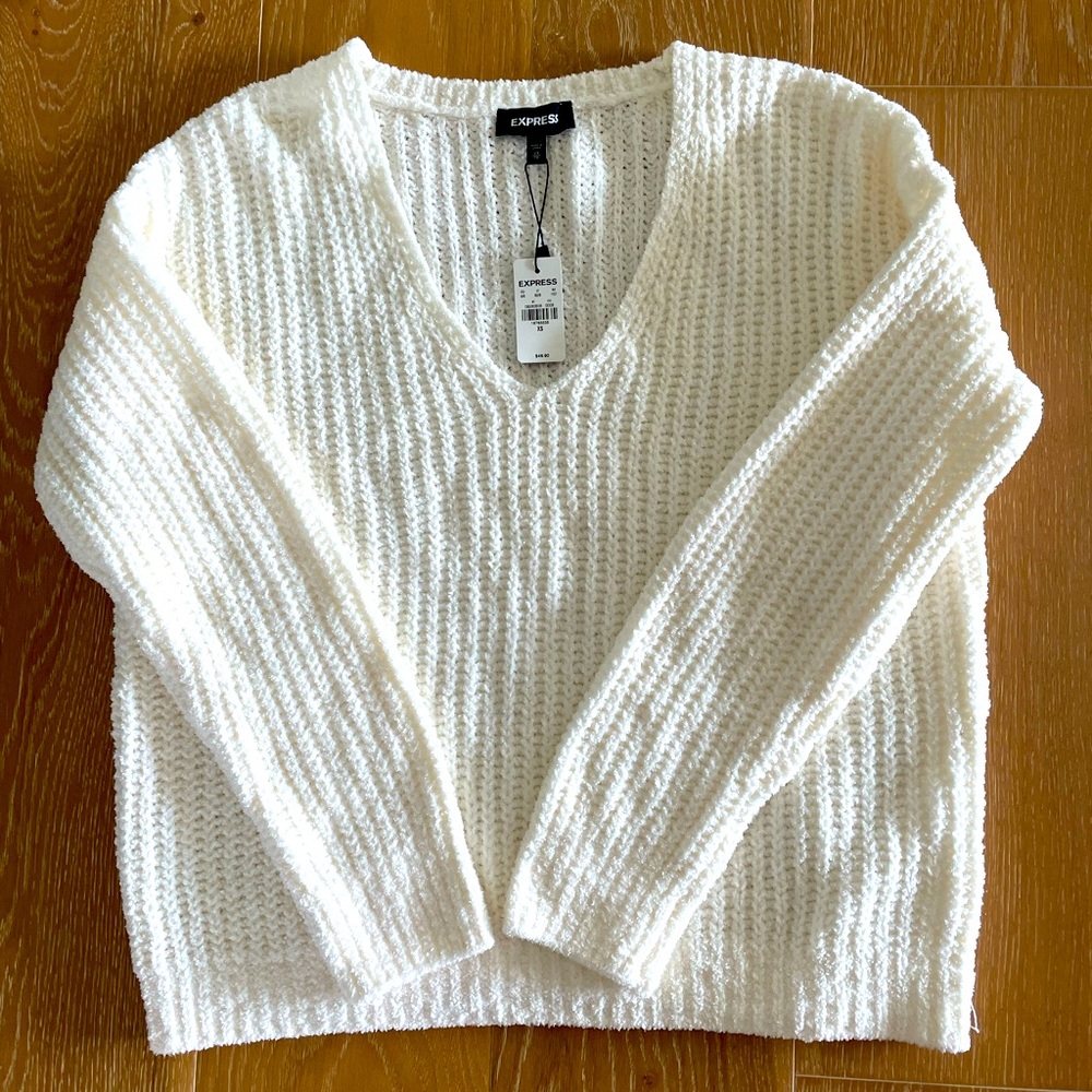 Express chenille V-neck sweater